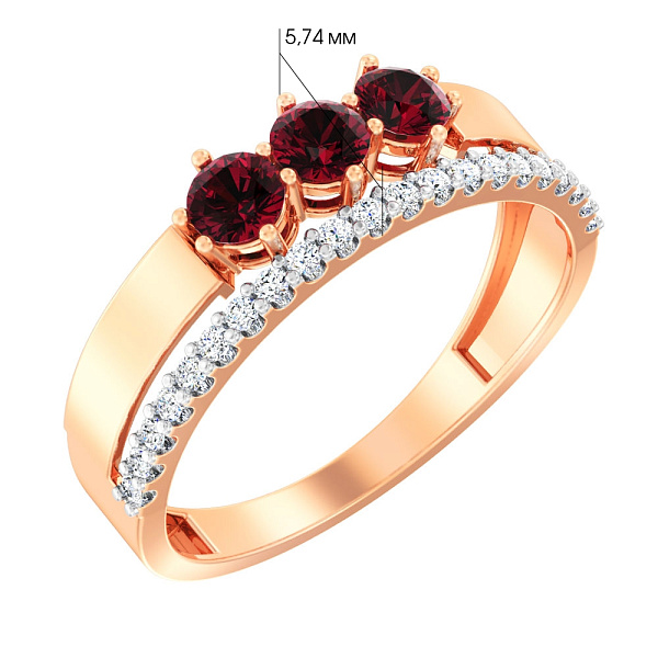 Золотое кольцо с гранатом (арт. 140808Пк) – изображение 2