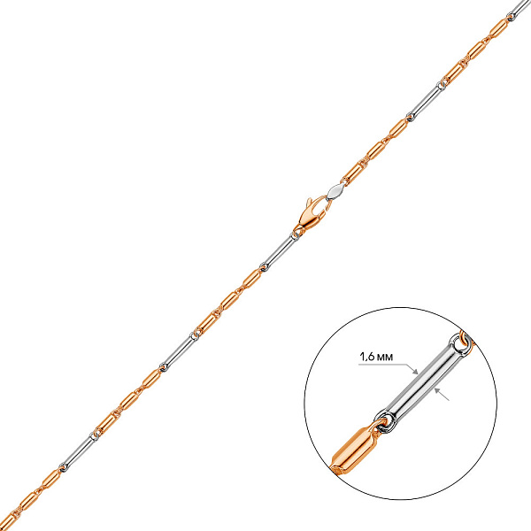 Золотая цепочка с родированием плетения Фантазийное (арт. 352861р) – изображение 2