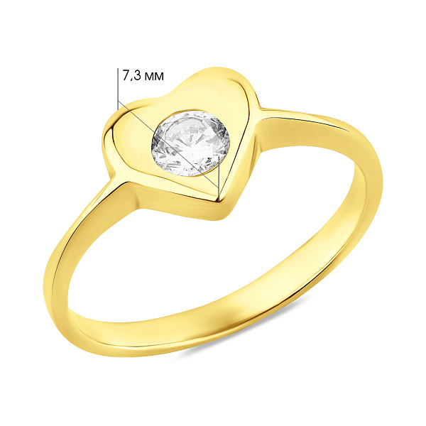 Кольцо из желтого золота с фианитом (арт. 154085ж) – изображение 2