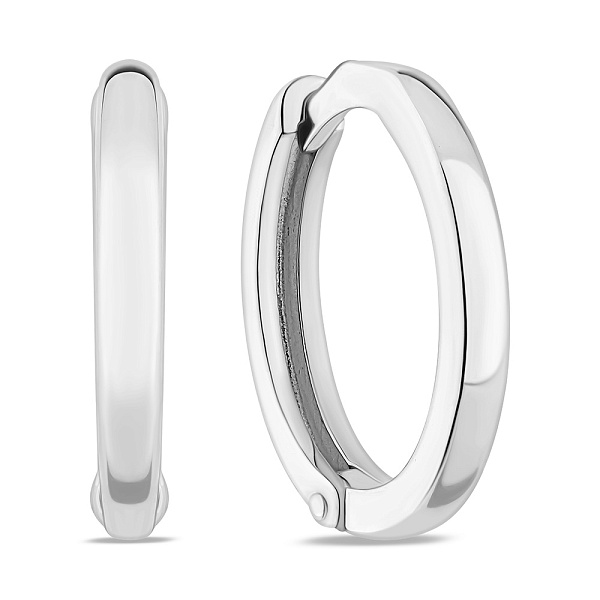Серьги-кольца из белого золота без камней (арт. 110636б) – изображение 1