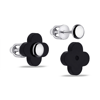 Фото Серебряные серьги-трансформеры с ониксом (арт. 7518/1095восю)