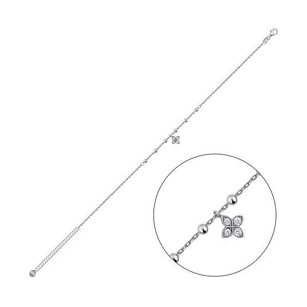 Срібний браслет на ногу з фіанітами (арт. 7509/5007н) – зображення 1