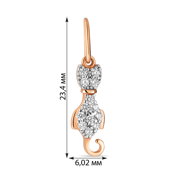 Золотой кулон «Котенок» с фианитами (арт. 422790) – изображение 2