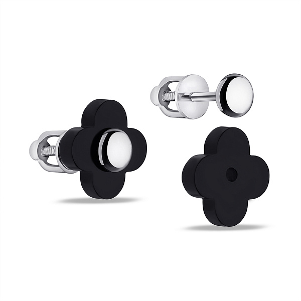 Серебряные серьги-трансформеры с ониксом (арт. 7518/1095восю) – изображение 1