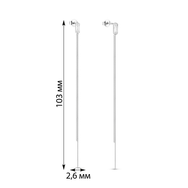 Длинные серьги из серебра с фианитами (арт. 7518/7321) – изображение 2