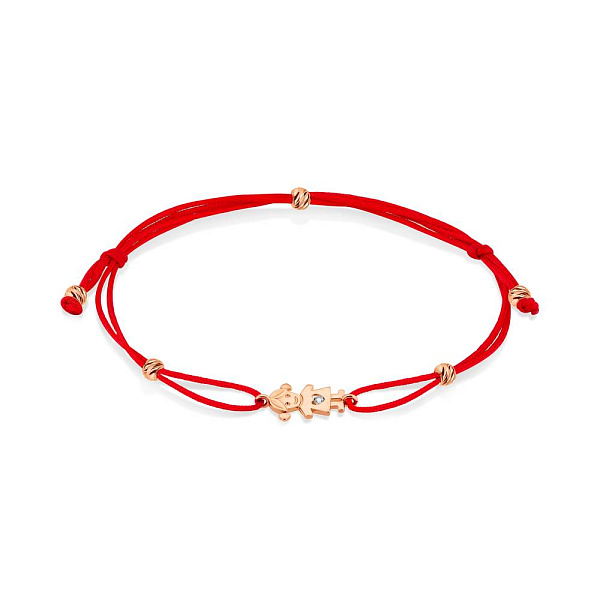 Браслет с красной нитью и золотыми вставками (арт. 340014к) – изображение 1