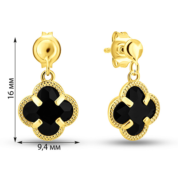 Сережки з жовтого золота з чорними фіанітами (арт. 1091793жч) – зображення 5