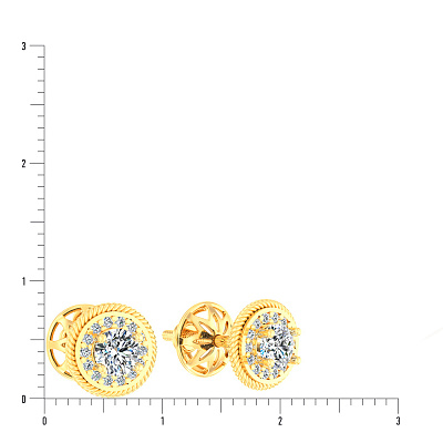 Золоті сережки пусети з фіанітами (арт. 110455ж)