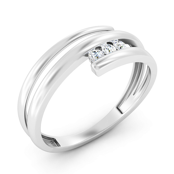 Каблучка з білого золота з трьома діамантами (арт. К011398010б) – зображення 1
