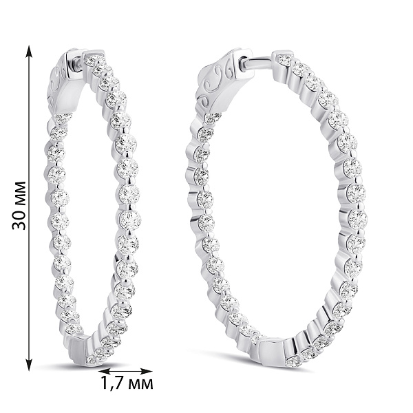 Срібні сережки-конго з доріжкою із фіанітів (арт. 7502/4812/30) – зображення 2