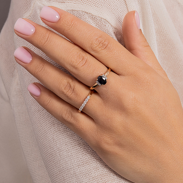 Золота каблучка з сапфіром і діамантами (арт. К011069с) – зображення 2