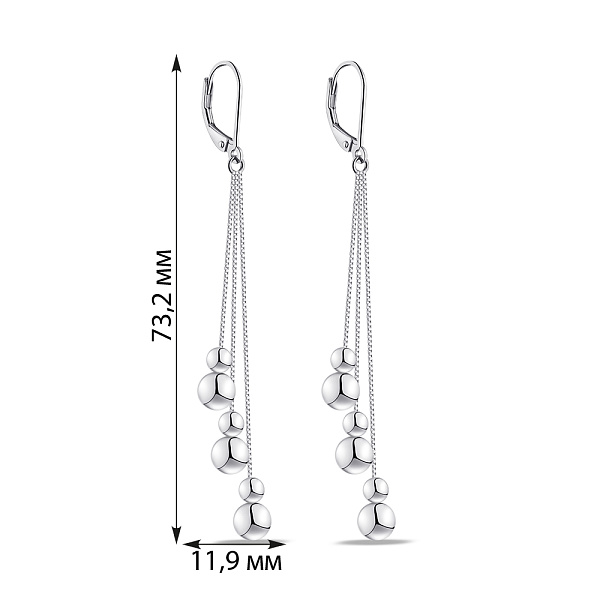 Длинные серебряные серьги без камней (арт. 7502/9810) – изображение 2