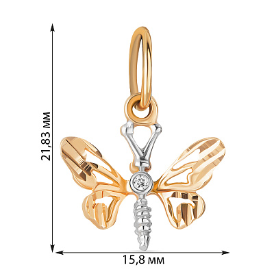 Подвеска «Бабочка» из комбинированного золота (арт. 421922)