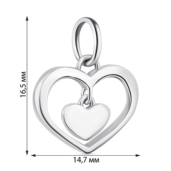 Серебряный подвес Сердце (арт. 7503/П2/1016) – изображение 2