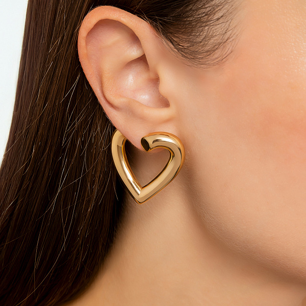 Золотые серьги Francelli Сердце без камней (арт. е1091987/30ж) – изображение 3