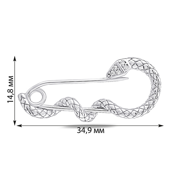 Серебряная булавка Змея с фианитами (арт. 7511/162) – изображение 2
