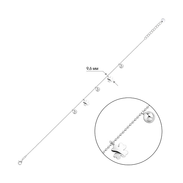 Браслет зі срібла на ногу з підвісками (арт. 7509/5091н) – зображення 2