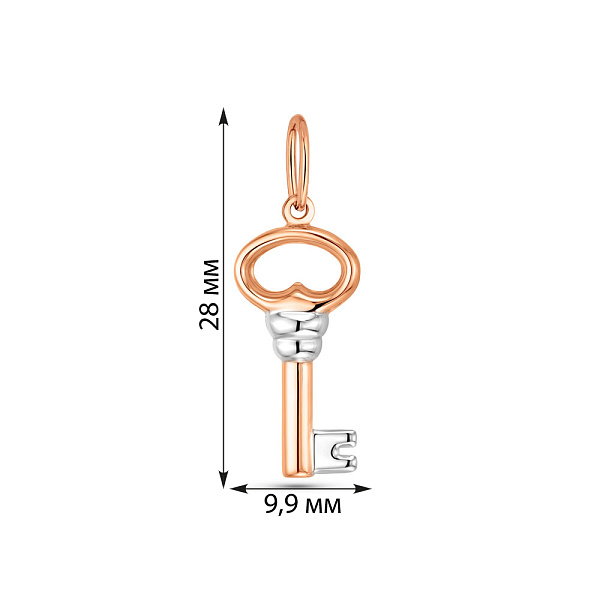 Кулон из золота Ключик без камней (арт. 424674р) – изображение 2