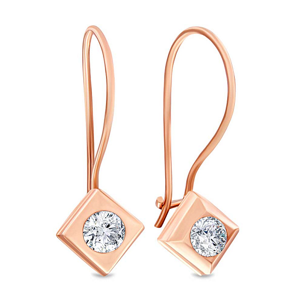 Золотые серьги для детей с белыми фианитами (арт. 105124/2) – изображение 1