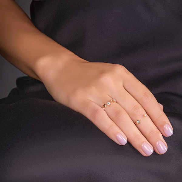 Кольцо из красного золота "Звезды" с фианитами (арт. 140760) – изображение 4