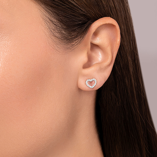 Золоті сережки-пусети з діамантами (арт. Т011257010) – зображення 2