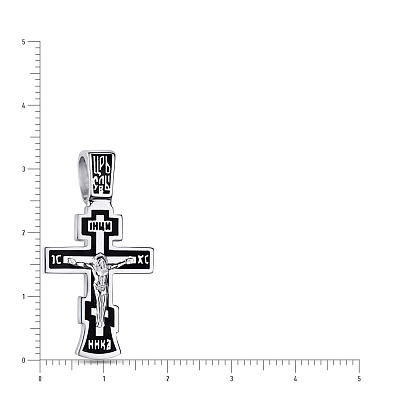 Срібний натільний хрестик з розп'яттям та емаллю (арт. 7504/333115еч)