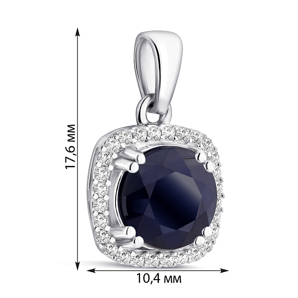 Срібний підвіс з сапфіром і фіанітами (арт. 7503/2119784Спс) – зображення 2