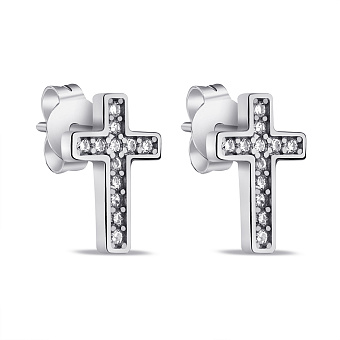 Серебряные серьги Крестики с фианитами (арт. 7518/6318)