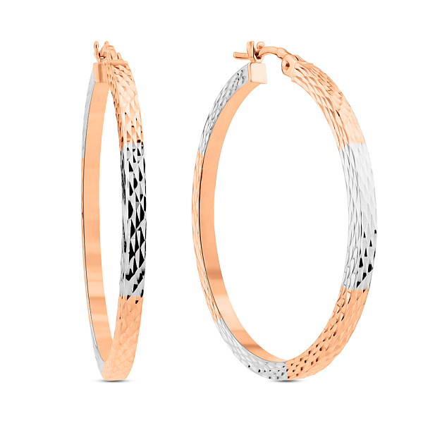 Серьги кольца из красного и белого золота (арт. 103584/35кб) – изображение 1