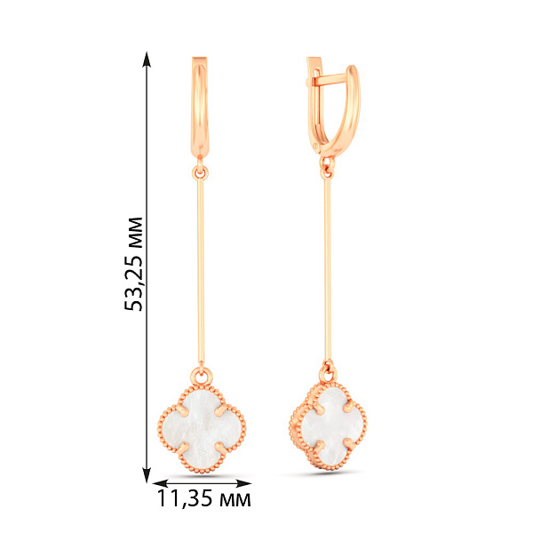 Сережки з червоного золота з перламутром (арт. 110716/10п) – зображення 2