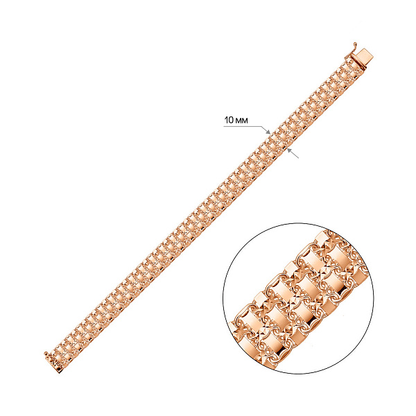 Широкий браслет из красного золота (арт. 322337) – изображение 4