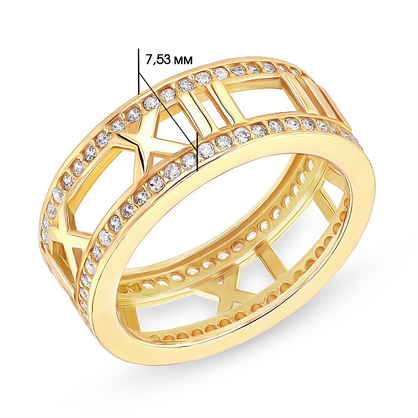 Кольцо из желтого золота с фианитами (арт. 153859ж) – изображение 2