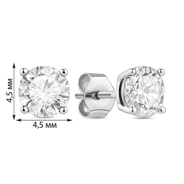 Серебряные серьги пусеты с фианитами (арт. 7518/247/3) – изображение 2