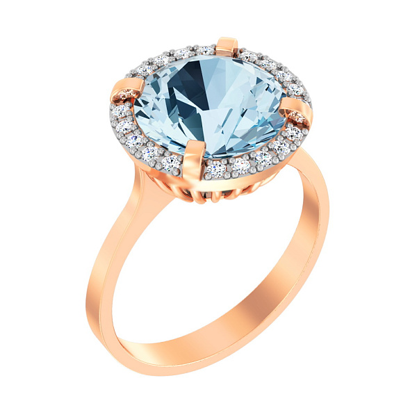 Золота каблучка з топазом і фіанітами (арт. 140474Пг) – зображення 1