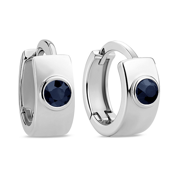Сережки-кільця з білого золота з сапфіром (арт. С011769бс) – зображення 1