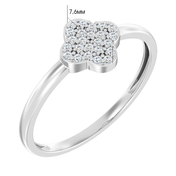 Кольцо Клевер из белого золота с россыпью бриллиантов (арт. К011509010б) – изображение 6