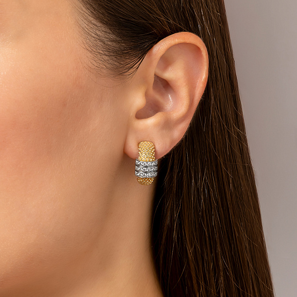 Серьги из желтого золота с родированием (арт. 1092018жр) – изображение 2