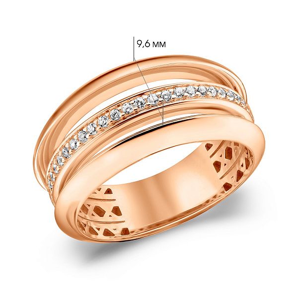 Кольцо из красного золота с фианитами (арт. 156392) – изображение 4