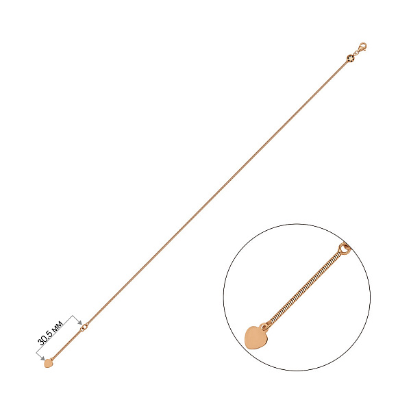 Золотий браслет на ногу Серце з підвісною частиною (арт. 326310н) – зображення 3