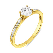 Фото Золотое помолвочное кольцо с фианитами (арт. 140591ж)