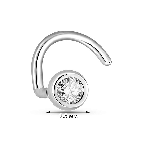 Золотая серьга-пирсинг в нос с бриллиантом (арт. 6101304202) – изображение 4