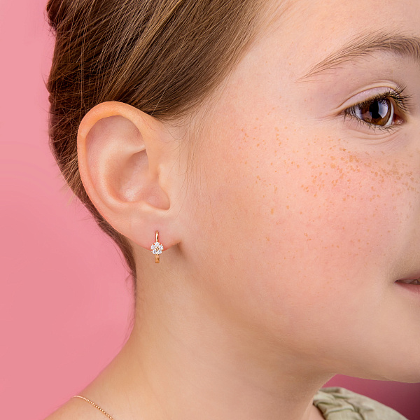 Золотые серьги с фианитами для детей (арт. 110711) – изображение 2