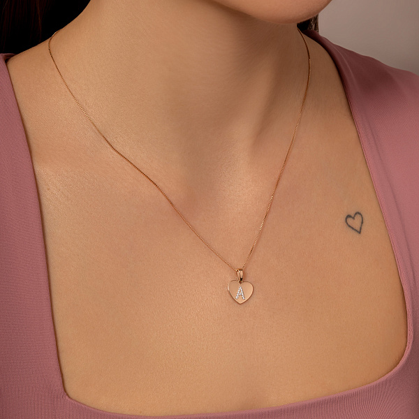 Золотий кулон Літера А з фіанітами (арт. 440982) – зображення 3