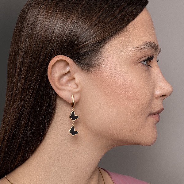 Серьги-подвески Бабочки из желтого золота (арт. 104983ж) – изображение 3