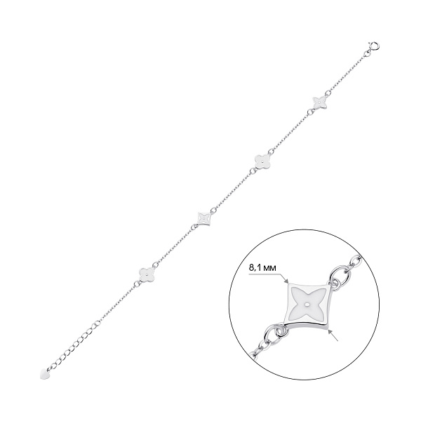 Серебряный браслет с белой эмалью (арт. 7509/3330еб) – изображение 2