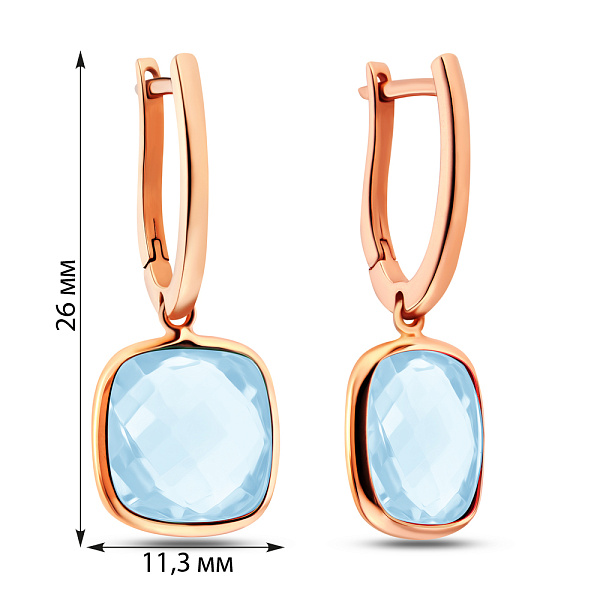 Золотые серьги с подвесками из кварца (арт. 106322Пкг) – изображение 3