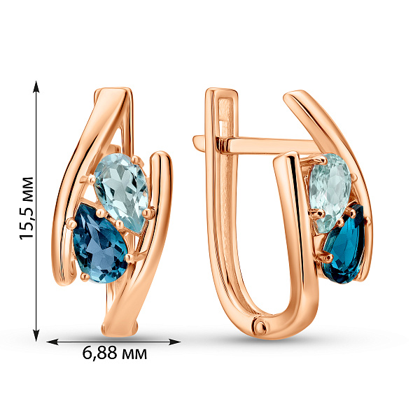 Золотые серьги с топазом (арт. 111365Пгл) – изображение 2