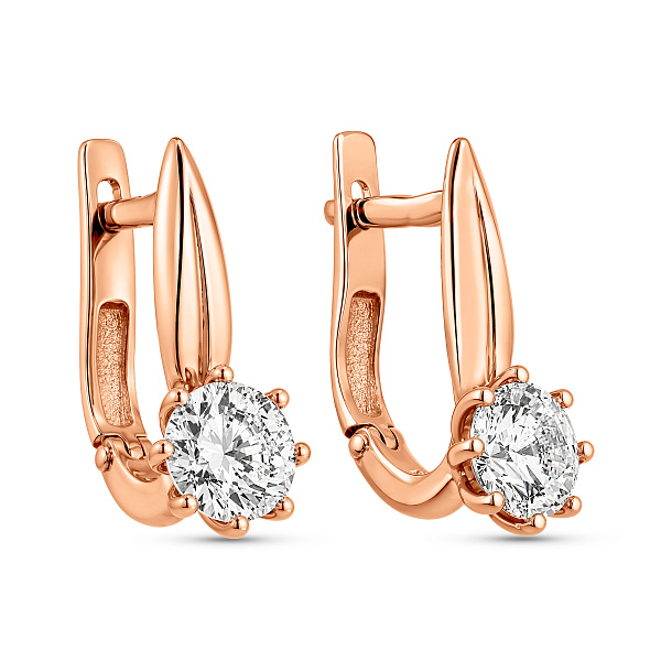 Серьги из красного золота с фианитом (арт. 112300) – изображение 1