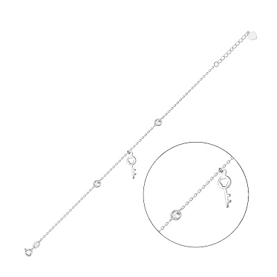Серебряный браслет «Ключик» с фианитами (арт. 7509/2327)