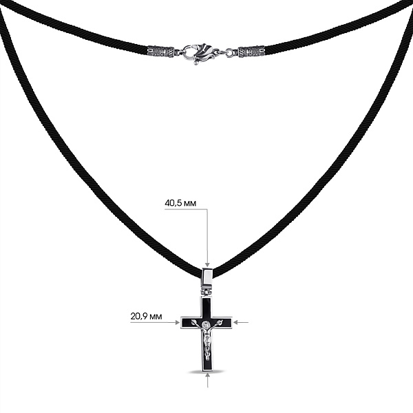 Колье на шнурке с серебряным крестиком (арт. 7307/7-3023.0.4) – изображение 3